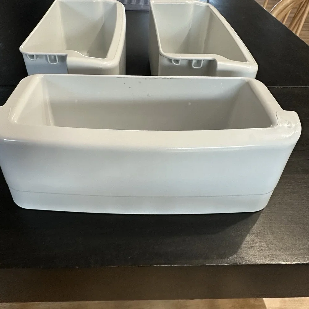(3) GE Profile Refrigerator Door Shelf Bin White#‎ 200D4635 Freezer Shelves